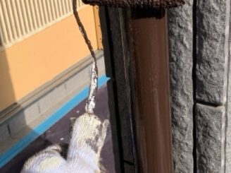 雨樋上塗り中